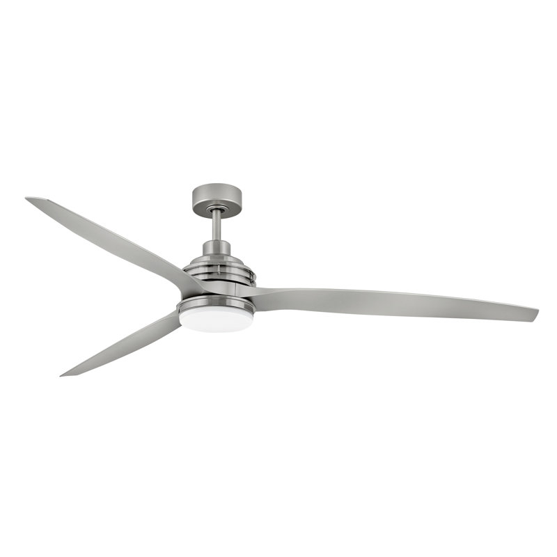 Artiste 3 - Blade Outdoor LED Propeller Ceiling Fan with Wall Control and Light Kit Included, Brushed Nickel, 72" Wide
