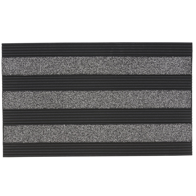 Frink Non-Slip Striped Indoor / Outdoor Doormat, Gray
