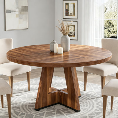 TribeSigns 47" Round Farmhouse Dining Table – Wood Kitchen Table For 4, Cross Base Wooden Dinner Table For Dining Room, Breakfast Nook, Or Living Area