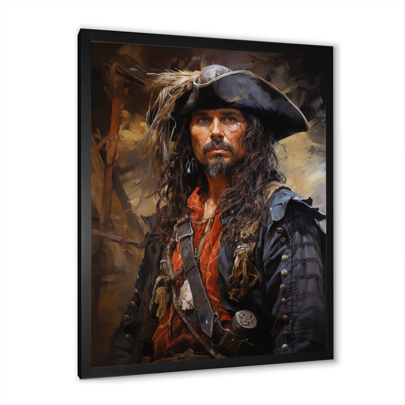 Pirate Rogues Regalia Portrait II - Pirate Canvas Print, H 44 po x l 34 po x P 1,5 po, Cadre photo noir