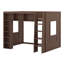 Grand lit mezzanine avec tablettes et armoire de rangement, cadre de lit mezzanine en bois massif avec bibliothèque et espace sous le lit
