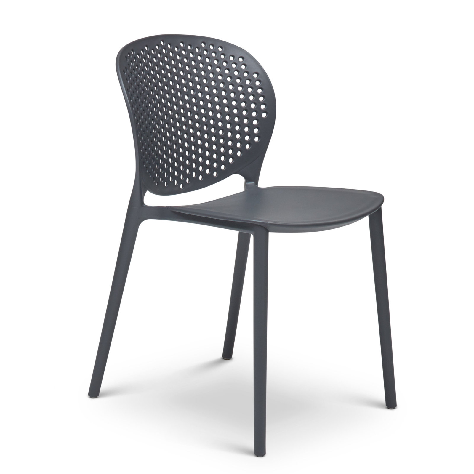 Iben Stackable Patio Side Chair, Black Gray