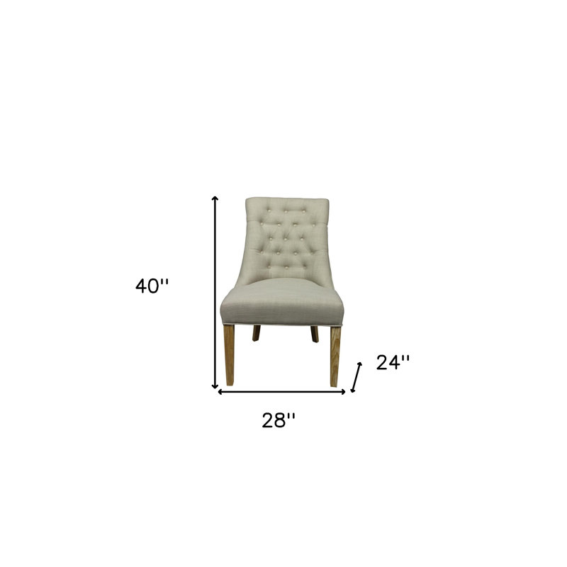 Chaise d'appoint rembourrée 28 po taupe et capitonnée naturelle