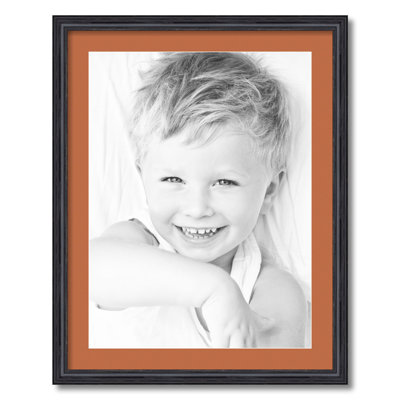 Black Wood Matte Picture Frame with Mat