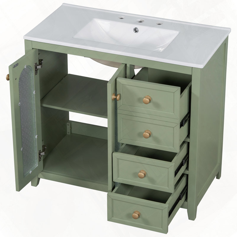 Meuble-lavabo de salle de bain Deux portes à fermeture douce Trois tablettes réglables Structure en bois massif MDF sélectionné Stable durable