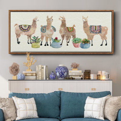 «Llama Party», toile encadrée