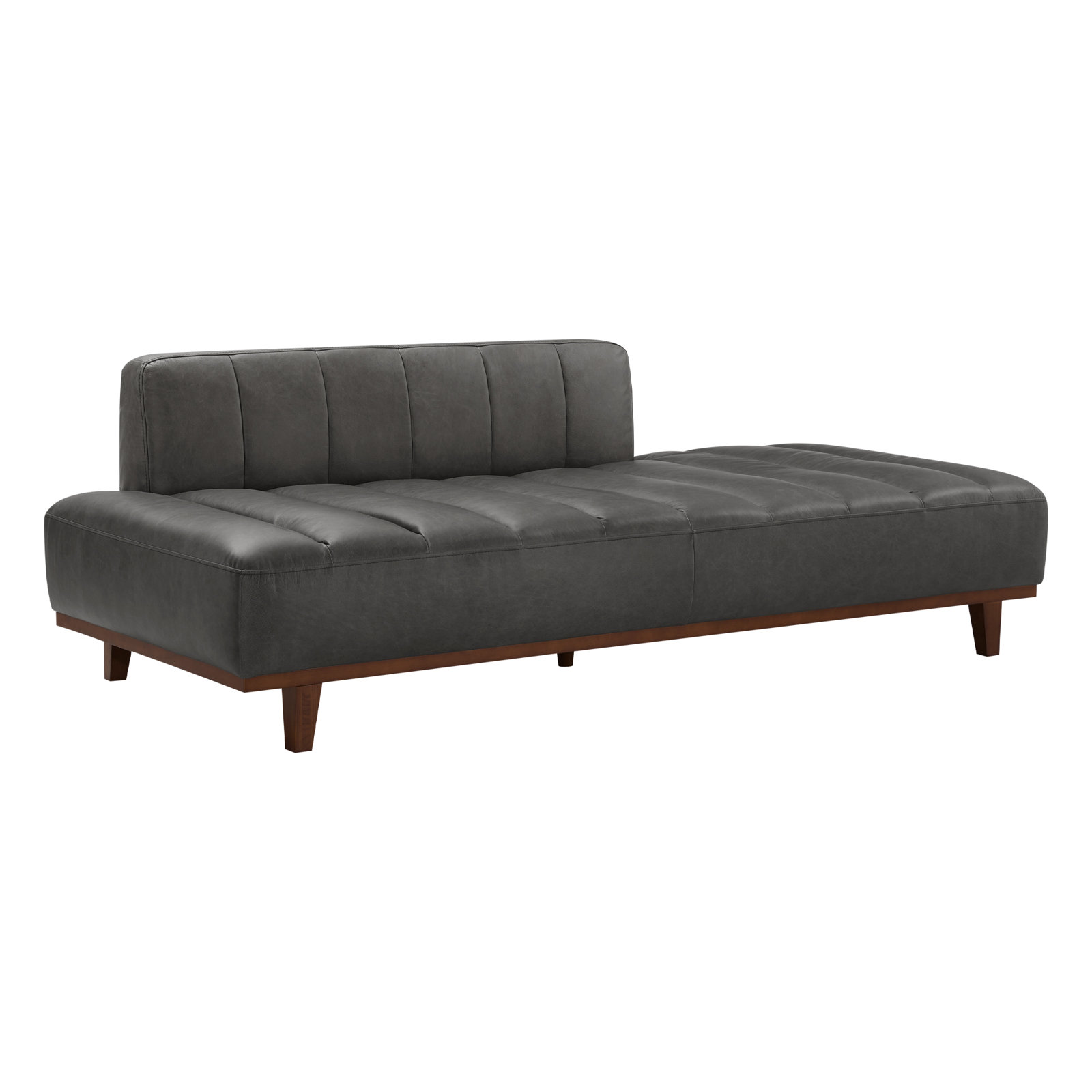 Novi Genuine Leather Chaise Lounge, Marseille Black