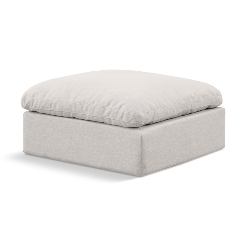 Itala Upholstered Modular Ottoman, Cream Linen Textured Fabric