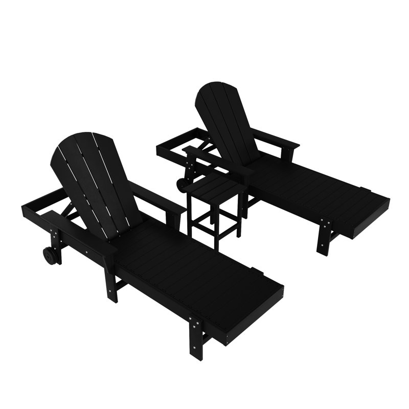 Laguna Outdoor Chaise Lounge Set with Table, Black