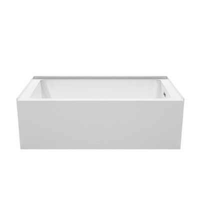 Grayley 66 x 36 Inch Alcove Bathtub in White with Right-Hand Drain and Overflow Trim in Brushed Nickel