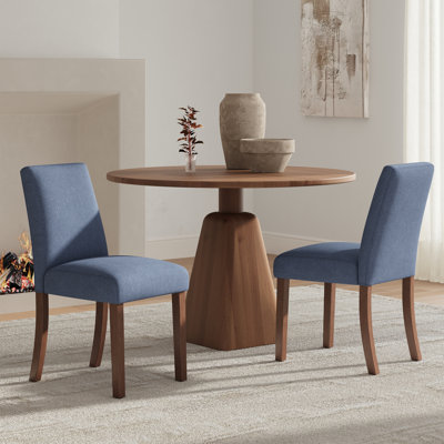 17.3'' Wide Modern Upholstered Fabric High Back Parsons Side Dining Chair with Solid Wood Legs