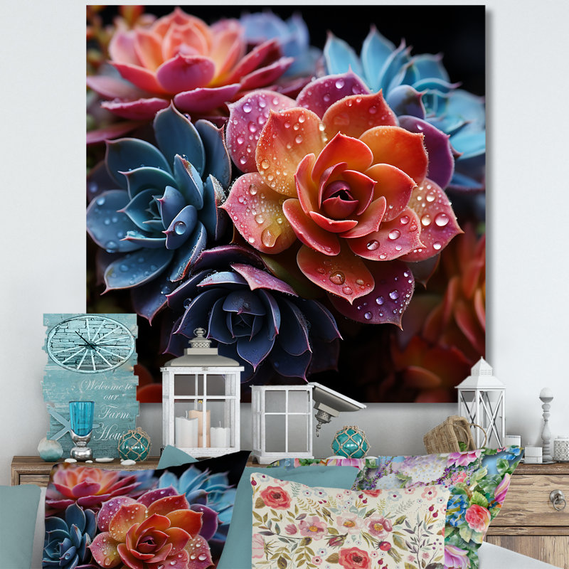 "Colorful Succulents Come Alive", reproduction d'art sur toile, Toile tendue, H 24 po x l 24 po