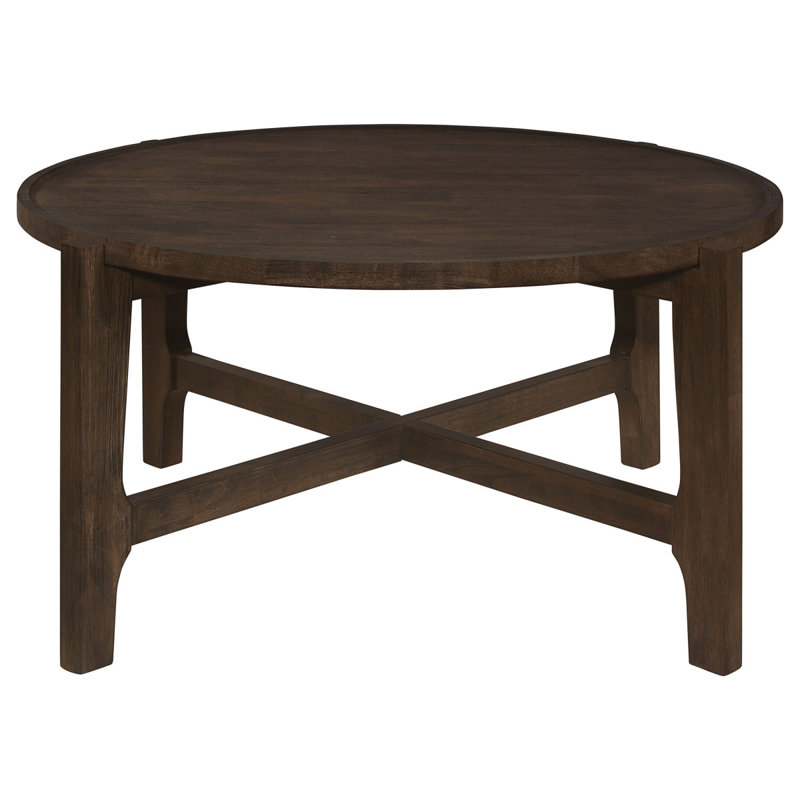 Mavis Dark Brown Round Solid Wood Coffee Table