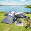 Outsunny 6-9 Man Large Tunnel Tent 3 Bedroom Living Area Porch Light Grey