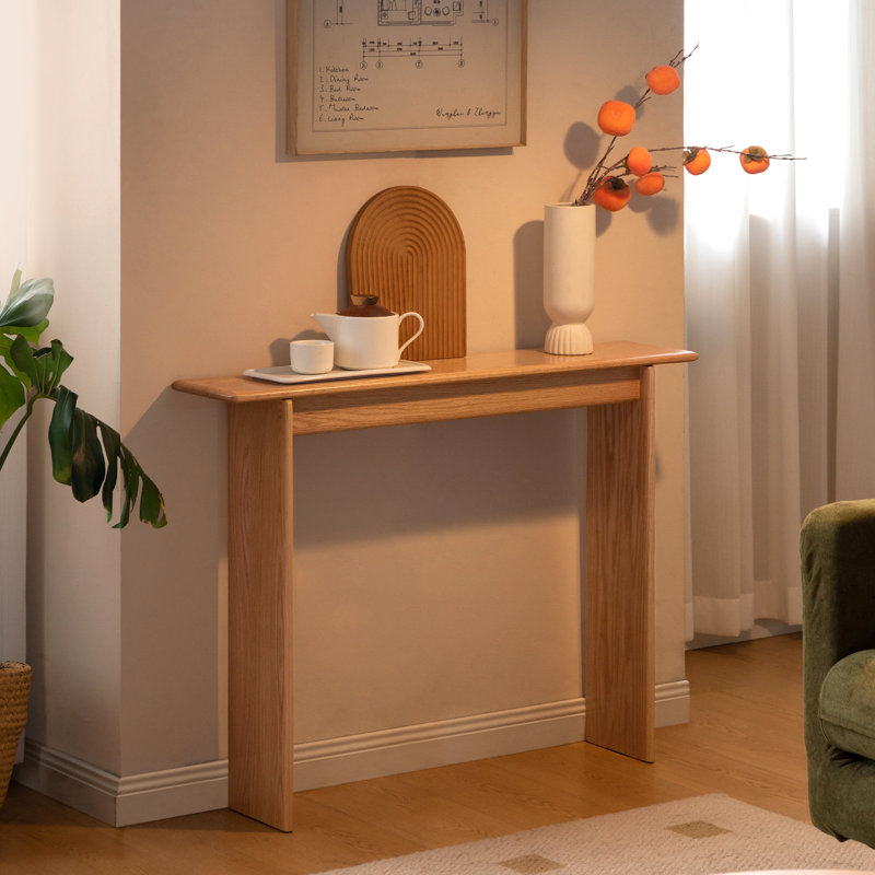 100cm Solid Wood Console Table, Natural Oak