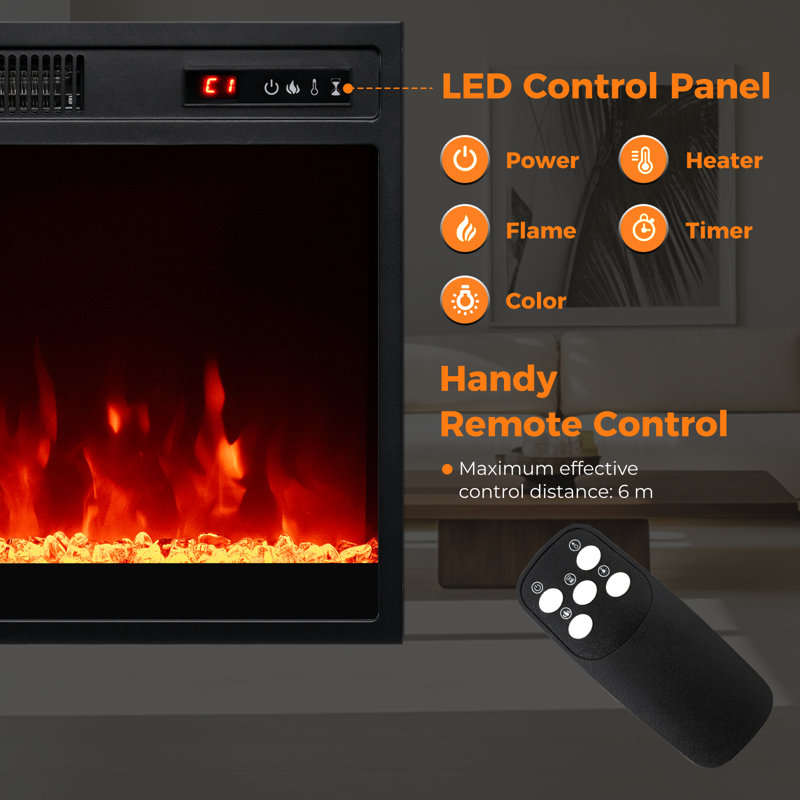 Metro Lane 50.46cm W Black Electric Fireplace