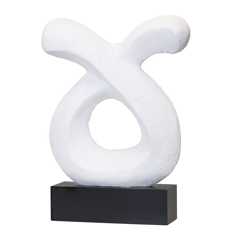 Statue Taureau - Finition blanc mat sur résine avec base en métal noir mat