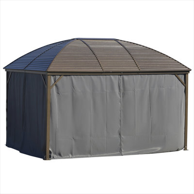 Covered Patio Gazebo with Dark Grey Steel and Polyester, Metal Frame, 10 ft x 13 ft, patio entertaining