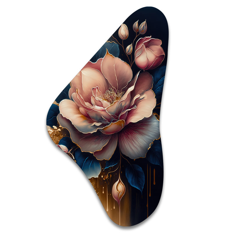 Art mural asymétrique en métal Lyerly - Rose Boomerang, H 39 po x l 21 po x P 1 po