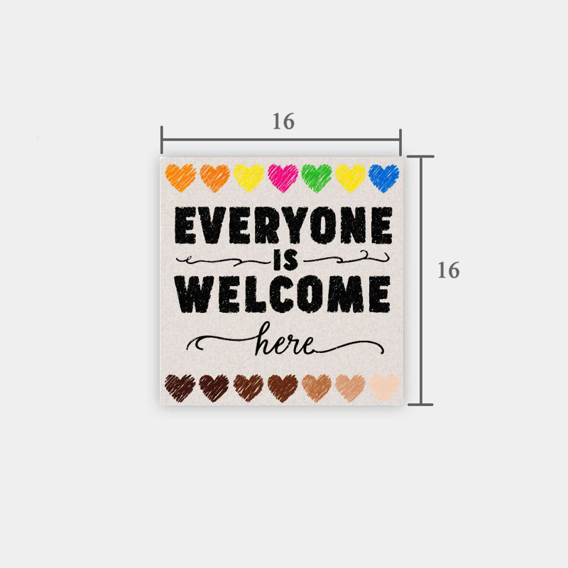 "Tout le monde est le bienvenu ici", art mural encastré en bois 16 x 16 pouces