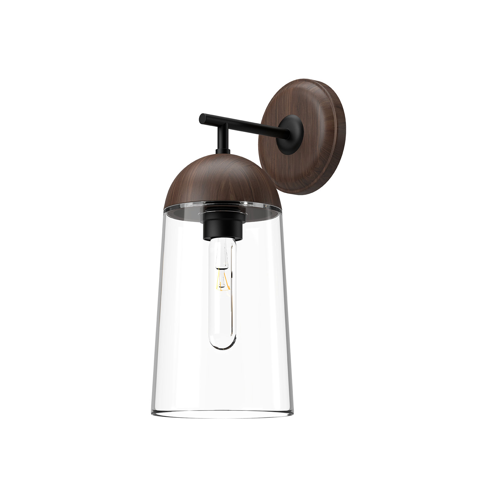 Shiloh Transparent Vanity Light, 1, Matte Black/Walnut