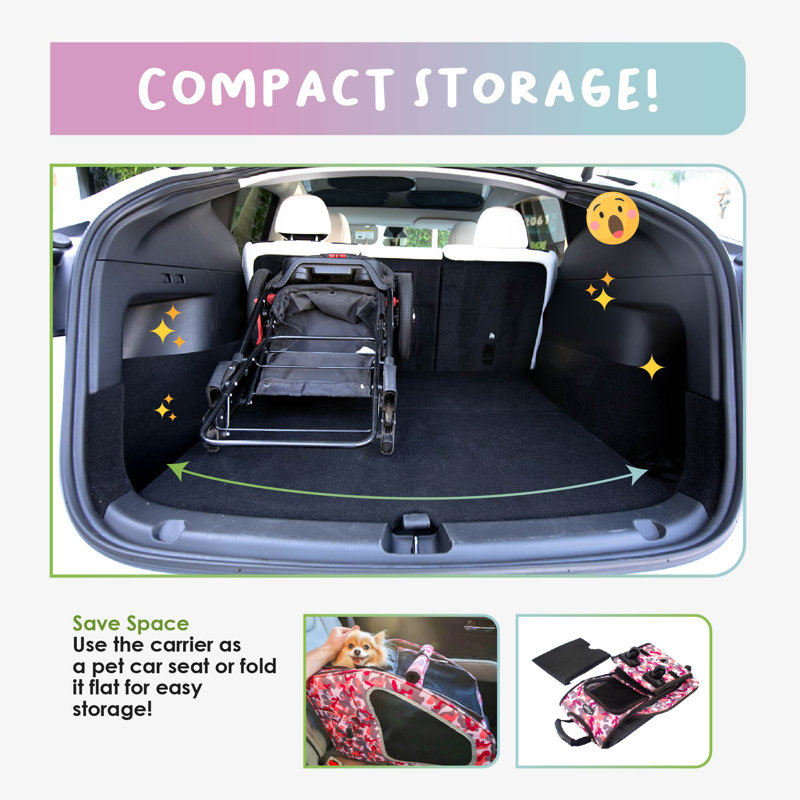 5-in-1 Complete Travel System with PET CARRIER and PET STROLLER, Pink