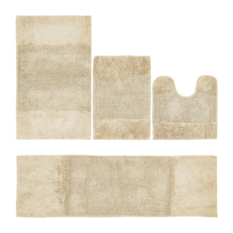 Ensemble de tapis pour salle de bain 100% coton 2155 GSM de qualité supérieure Granada, certifié OEKO-TEX®, envers en latex antidérapant, touffeté moelleux, super absorbant et lavable à la machine pour salle de bain, douche, baignoire et meuble-lavabo, sable