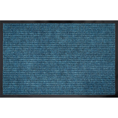 Mayberry Rug Weather Guard Door Mat, Made in the USA, Heavy Duty Entrance Mats, Commercial Office Doormat, Waterproof, Vinyl Backing, Boot Scraper, Blue 2'x4'