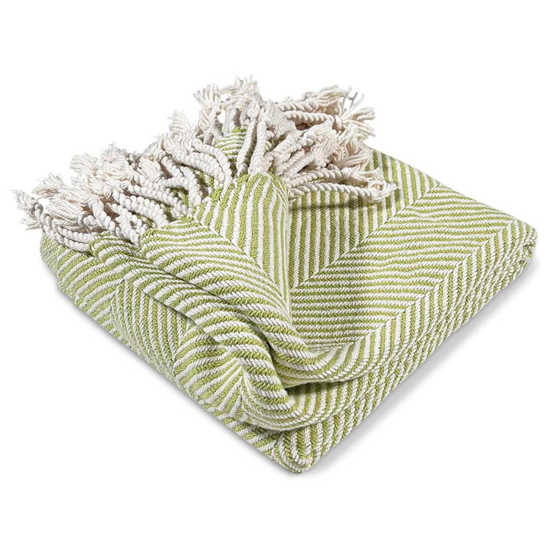 Jeté en coton Coastal Monhegan, Chevron vert lime