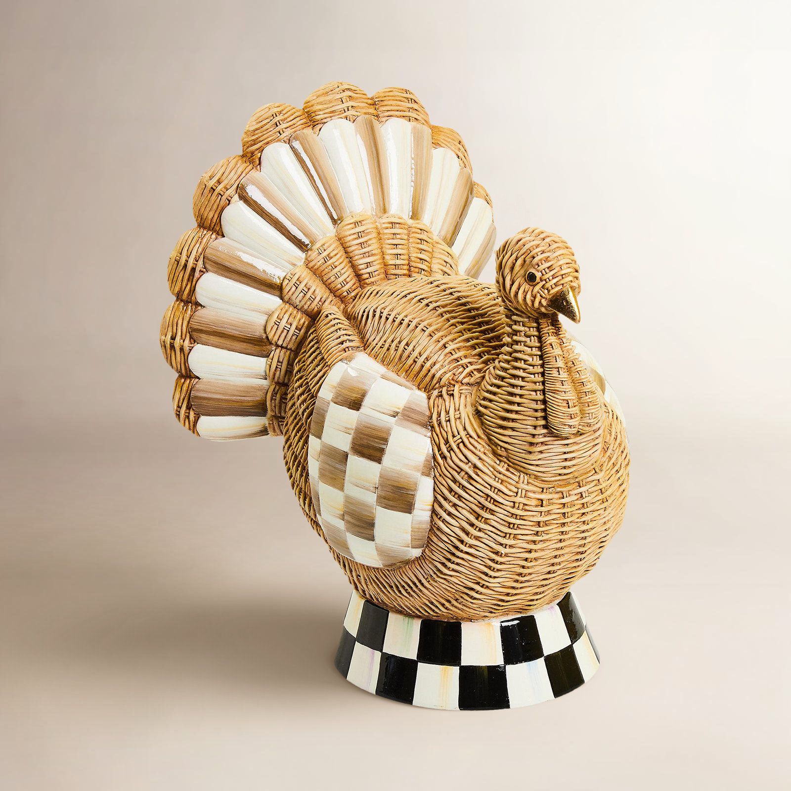 Autumnology Check Basket Weave Turkey Figurine