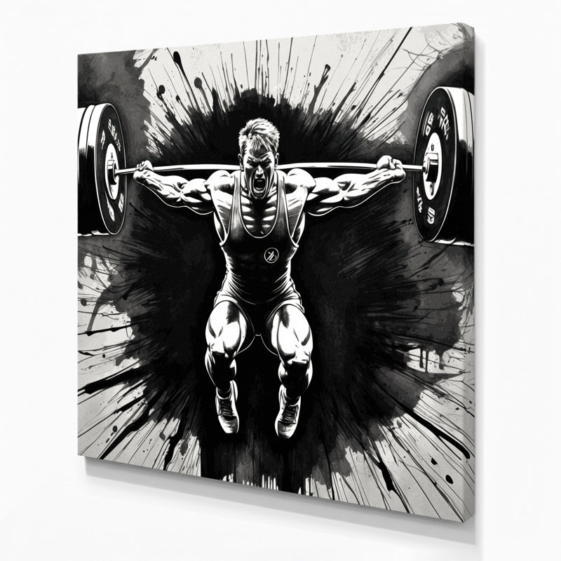 Art sportif sur toile haltérophile vert, H 12 po x l 12 po