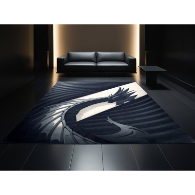 Tapis arc moderne gris lavable à la machine Osazee Wyvern