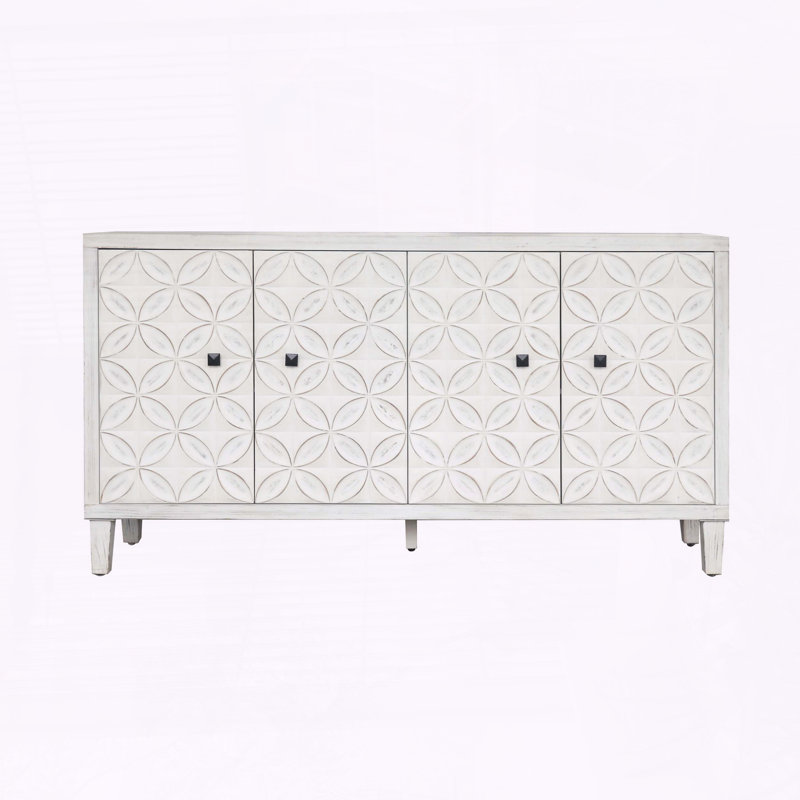 Armoire d'appoint avec finition blanche délavée chic