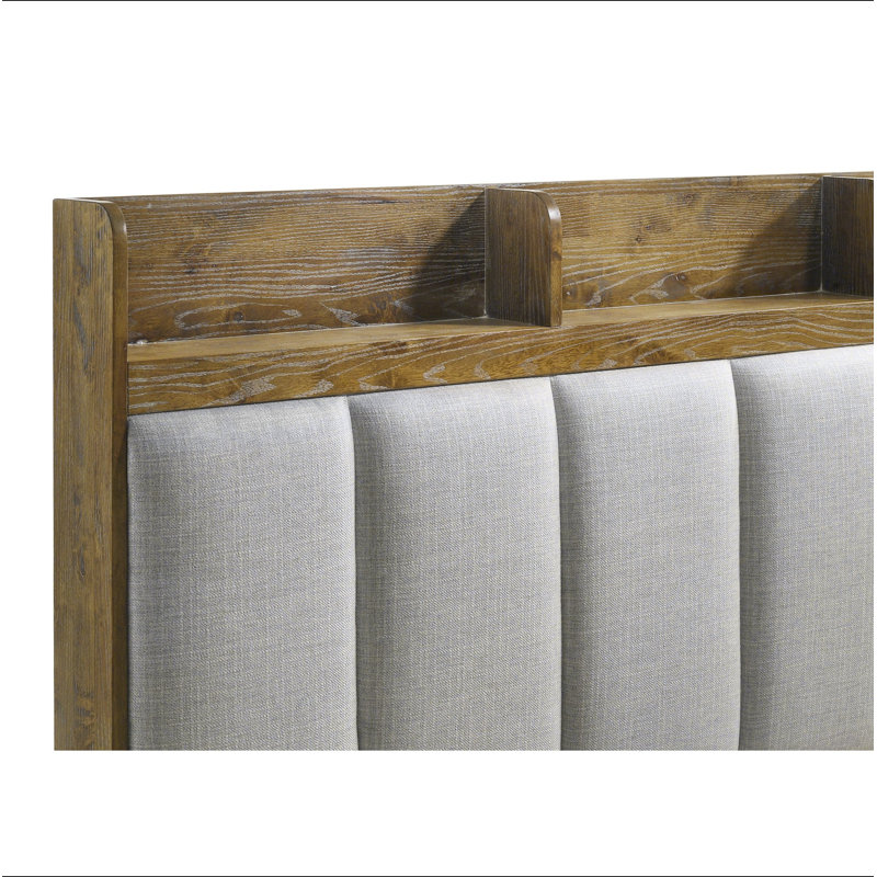 Ensemble de chambre à coucher 3 pièces Queen en chêne moyen, Oak,White, 3Pcs: Bed, 2 Nightstands