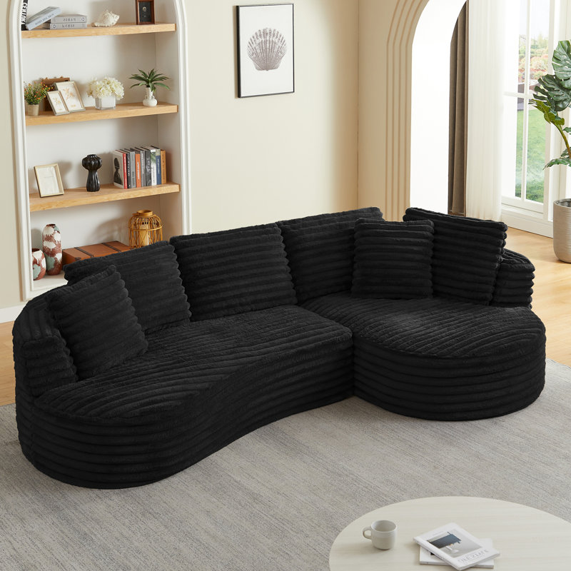 Canapé modulaire surdimensionné moderne en forme de L surdimensionné, Noir