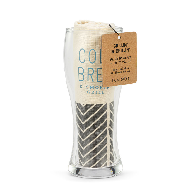 Cold Brew Pilsner Glass & Towel Set - 16Oz