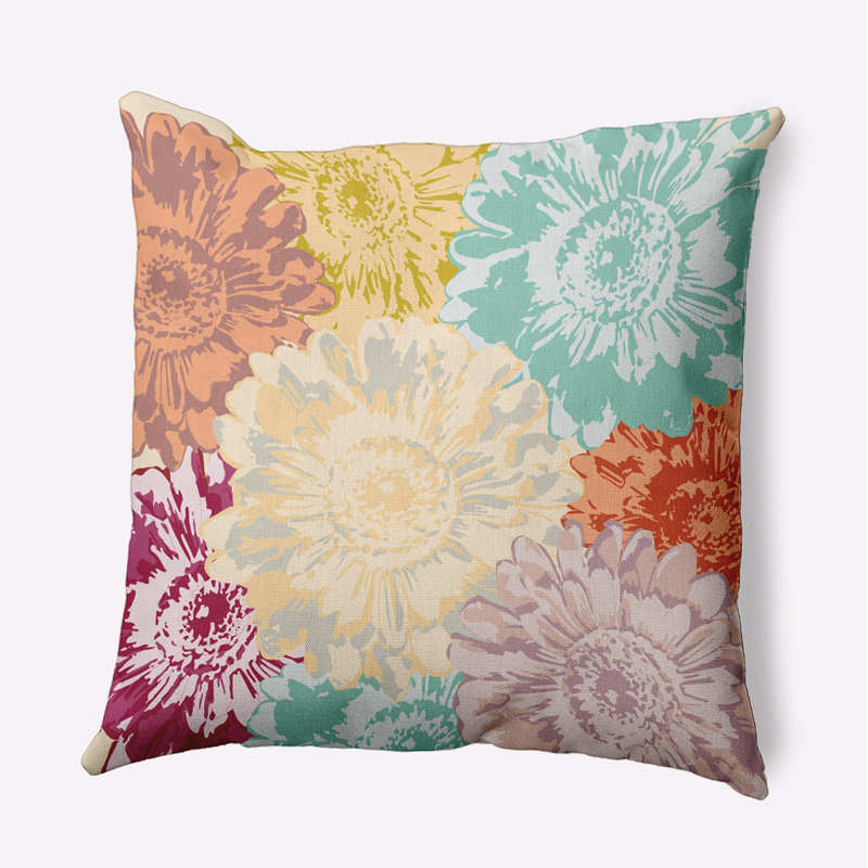 Coussin décoratif en polyester floral, H 20 po x l 20 po, Carré
