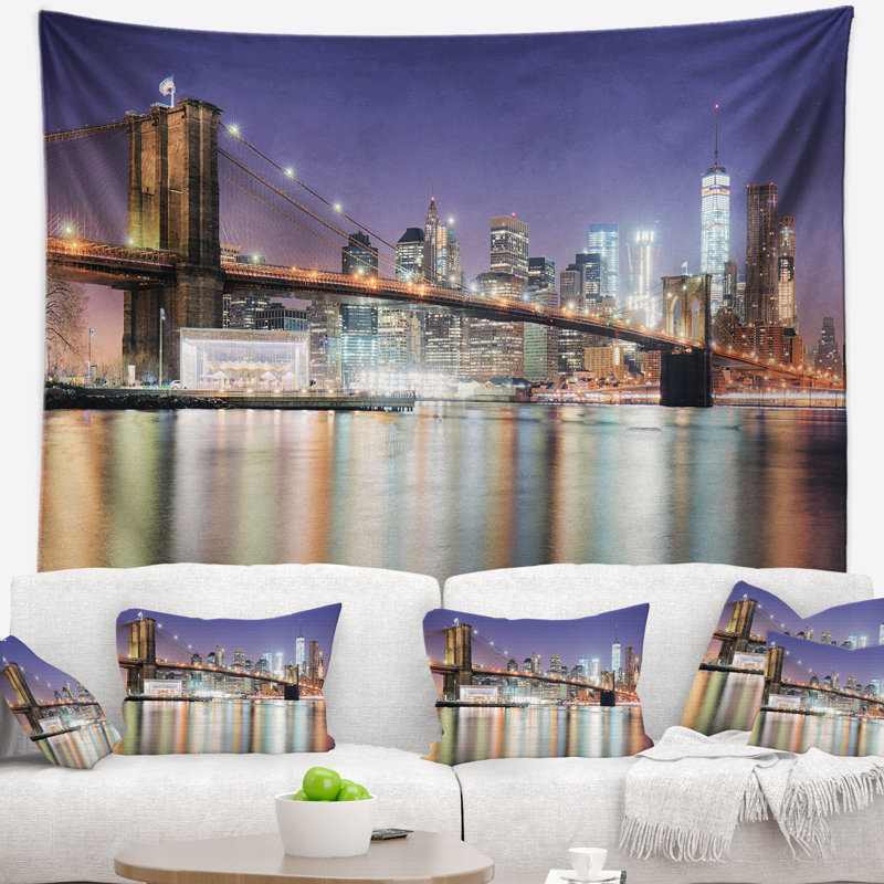 Tapisserie tour freedom de polyester cityscape new york city avec accessoires suspendus inclus, H 32 po x l 39 po