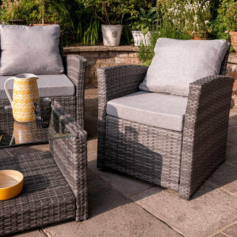 Colvin All Weather Wicker/Rattan 4 - Person with Cushions, Grey