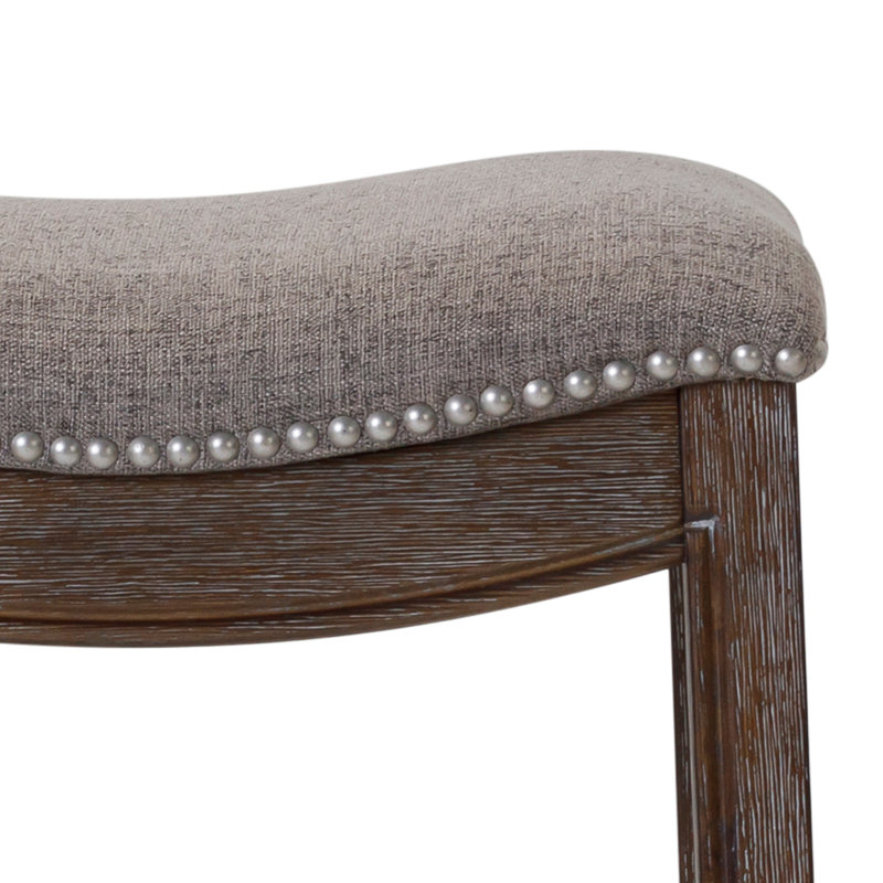Goods Julian Wood Barstool with Faux-Leather Seat, Counter Stool (26" Seat Height), Gray/Espresso