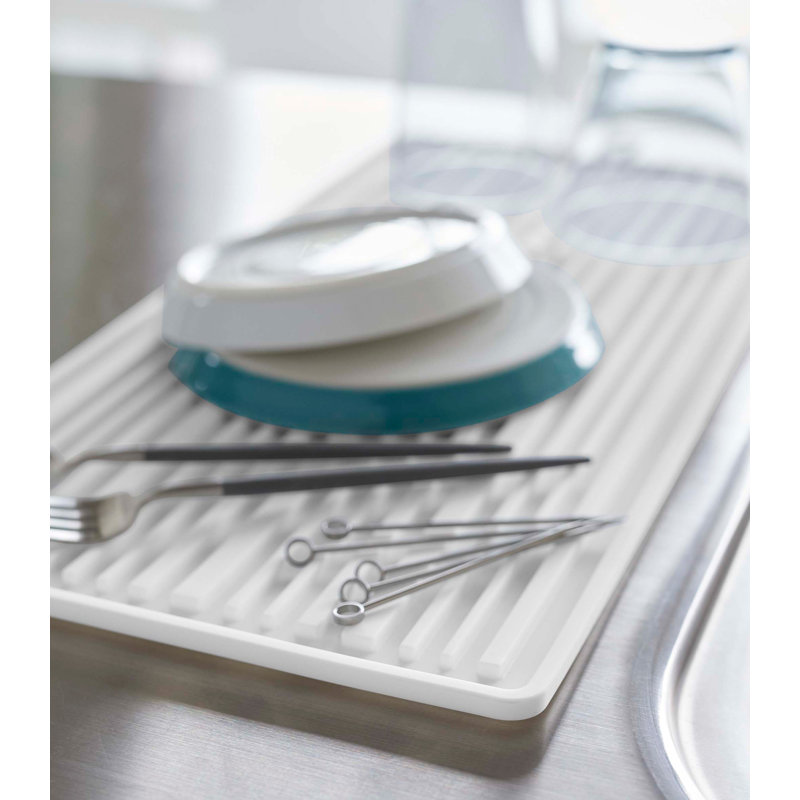 White Silicone Foldable Roll-Up Dish Drying Mat