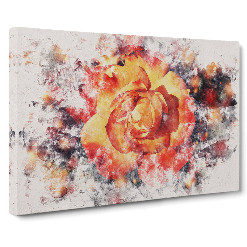 Orange Rose Flower - Wrapped Canvas Print, 50cm H x 76cm W x 3cm D