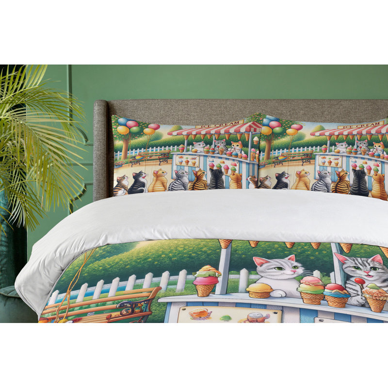 Cats Duvet Cover, Queen Duvet Cover + 2 Standard Shams