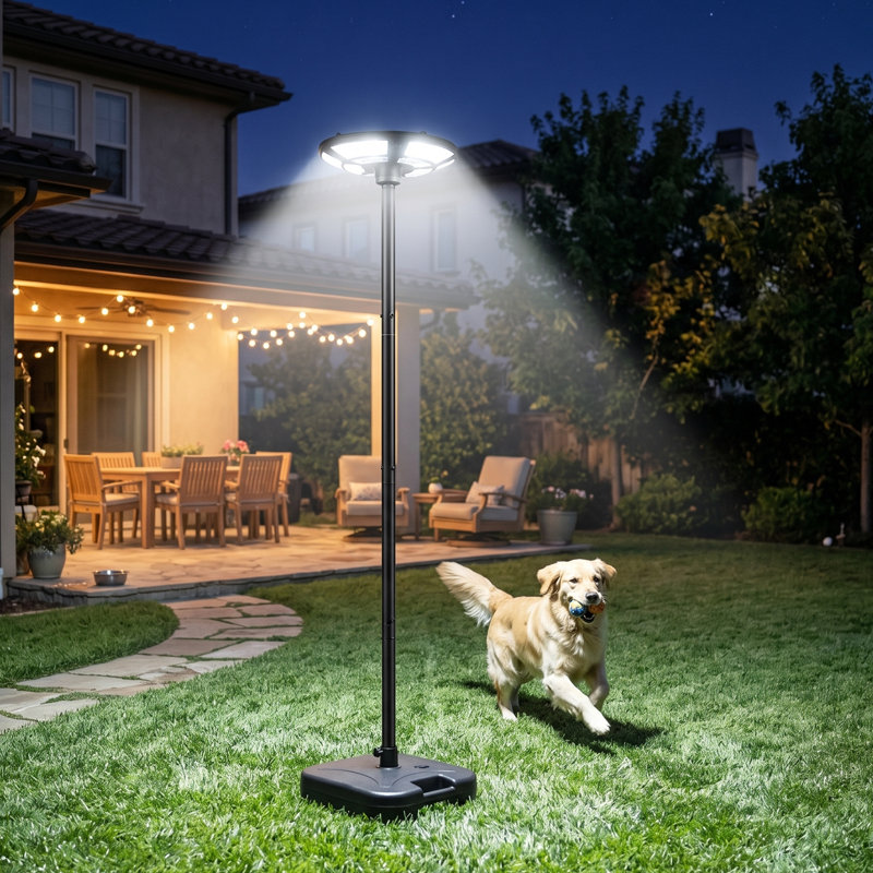 Portable 76" Modern Solar & DC Charging Lamp Post for Yard & RV Camping
