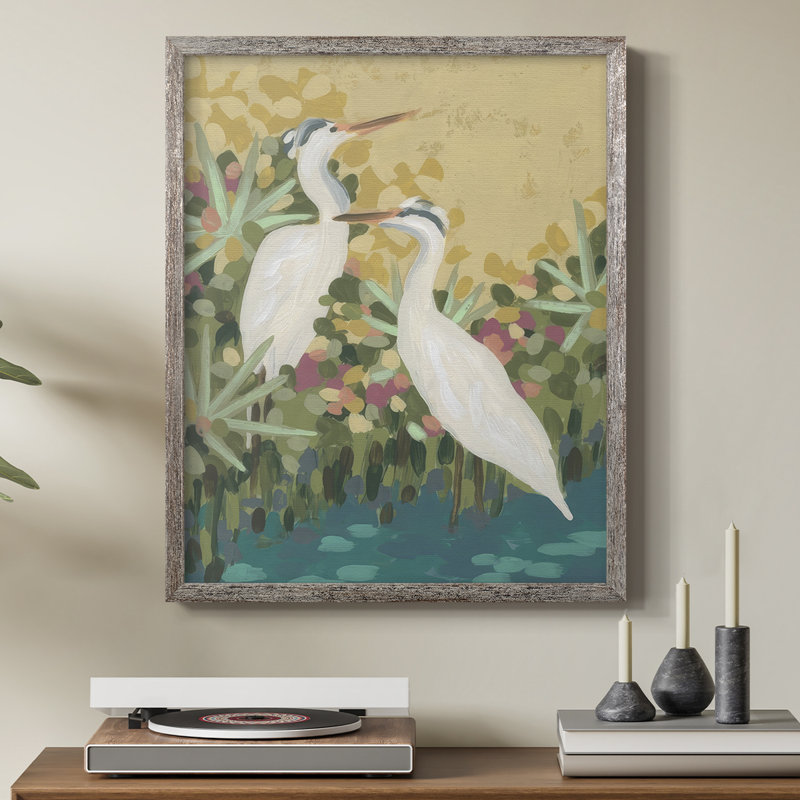 Heron Lagoon I, reproduction encadrée - bois massif, H 21 po x l 17 po