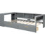 Lit simple avec tête de lit tapissier, installation de rangement et de chargement en bois, plate-forme grise-480579324