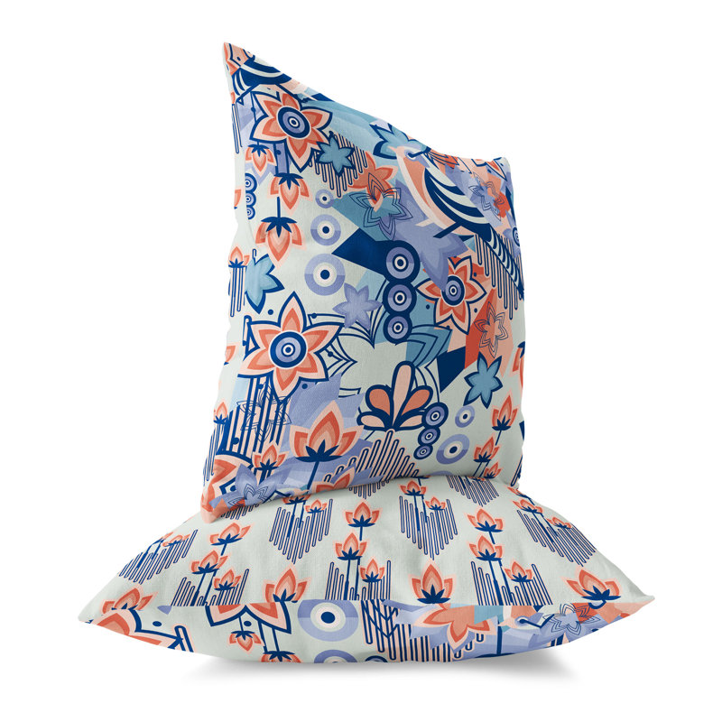 Growth Grid  Square Throw Pillow, Blue/Orange, 26"H x 26"W