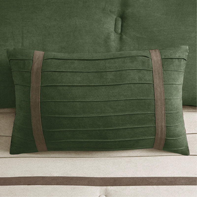 Édredon 7 pièces - Faux suède avec rembourrage confortable mat, Grand édredon et 6 pièces supplémentaires, Vert