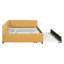 Lit de jour double rembourré avec lit gigogne, structure de canapé-lit, tissu en lin, aucun sommier requis, tiroirs de rangement (jaune)-129232469