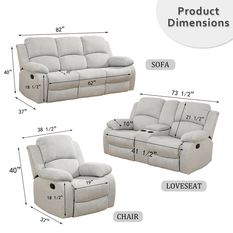 Keayon Recliner, Gray White Microfiber